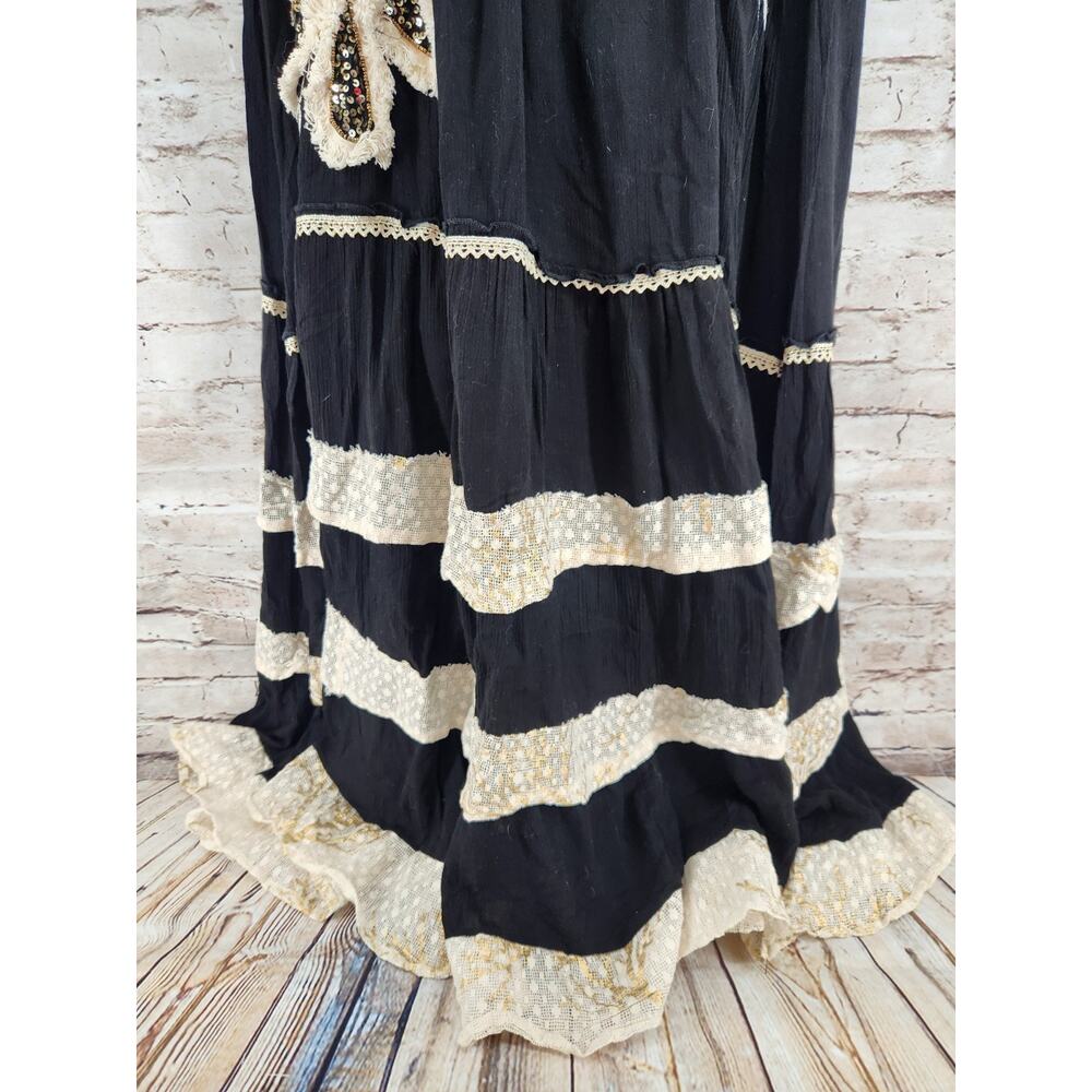 POL Boho Boutique Dress Size Small NEW Black Gold Detail Flowing Dress - Picture 3 of 6